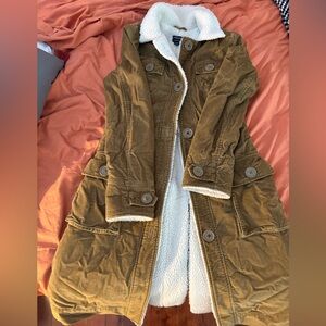 American Eagle Outfitters Cream Sherpa Barn Jacket
